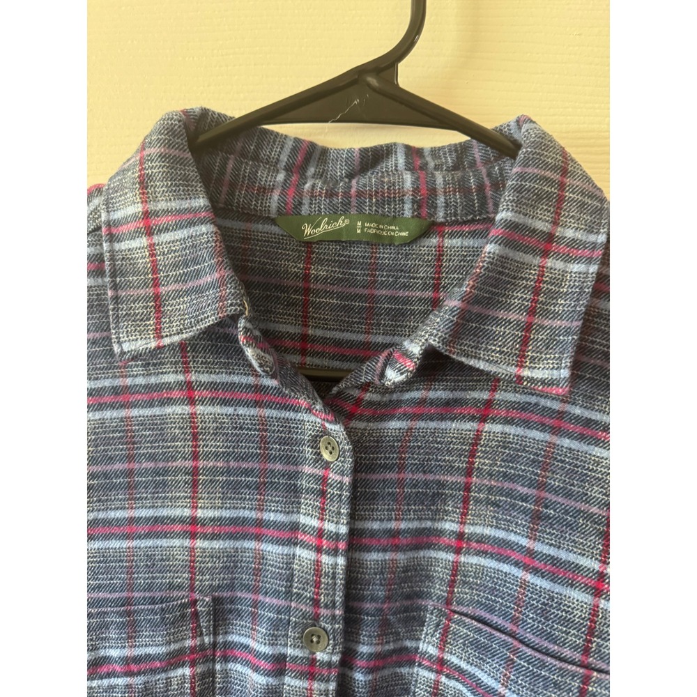 Woolrich Womens Flannel Long Sleeve Button Up Shirt‎ Blue Pink Size Medium - Picture 3 of 9
